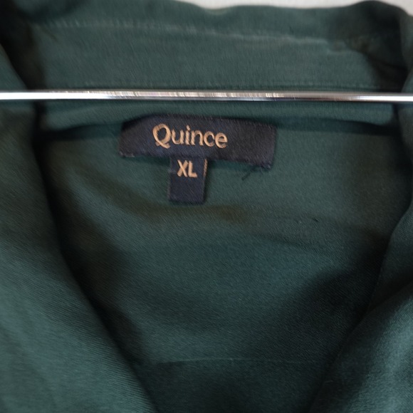 Quince Washable Stretch Silk Shirt Dress Forest Green Womens XL Long Sleeves - Picture 2 of 10